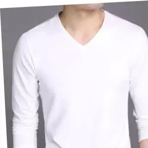 남성 데일리 브이넥 슬림핏 무지 베이직 긴팔 티셔츠