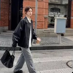 여자 2컬러 가을무드 오버핏 라이더자켓 블루종 점퍼