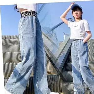 주니어 초등 와이드 롱 청바지