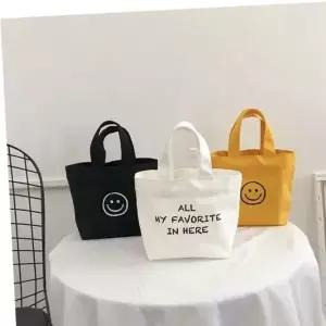 스마일 미니 캔버스 에코백 토트백