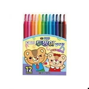 사인펜 지구 학생용색연필 투명이 12색 16038