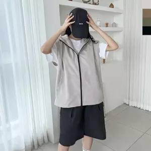 오버핏 4컬러 여성 베스트 후드 조끼 DJJ-SF1020W