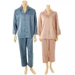 와코루 활동성 착용성이 기하학 폴리 샤무즈 커플 파자마 WPA2439 SET