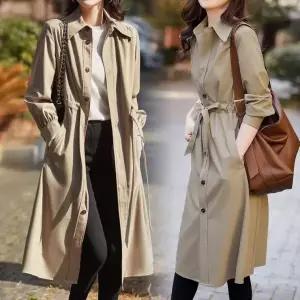 프렌치 모던 트렌치 롱 원피스 오버핏 빅사이즈 간절기 가을 여성 자켓 데일리 코트 데이트룩 출근룩 오피