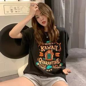 카와이 프린팅 면 반팔티 SD230509 레터링 캐릭터 면