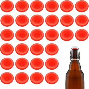 가정용 맥주 소다 병용 캡 스윙 플립 탑 도파민 컬러 실리콘 개스킷·와셔·씰 30개입 플랫 풀 커버 빨강