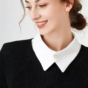 진주 단추 쉬폰 페이크 카라 레이어드 카라 목 카라 이너 카라 넥케이프 목폴라 페이크 셔츠 블라우스