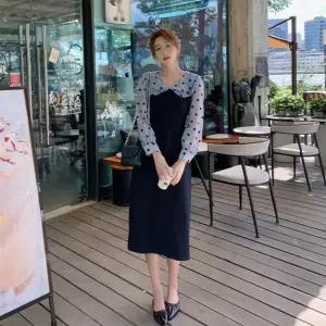 하객룩 오피스룩 데일리룩 도트패턴 원피스