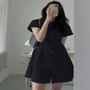 여성 2컬러 미니기장 슬림허리 여름 반팔 카라원피스