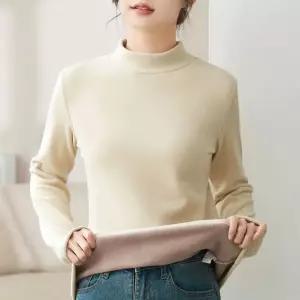 여자 겨울 데일리 코디 무지 반목 기모 안감 티셔츠