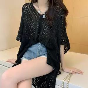 여름 커버업 브이넥 비치웨어 그물펀칭 휴양지 니트