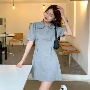 셔링 퍼프 원피스 여성 캐주얼 반소매 치마 스커트 의류