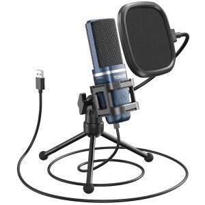 TONOR TC-777 팟캐스트 마이크 USB 컴퓨터 카디오이드 콘덴서 팟캐스팅 스트리밍 보컬 녹음을 위한 PC 마이크와 삼각대 스탠드 및 팝 필터 포함 노트북 호환 PS4/5 지원