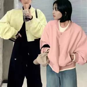 [스픽] 봄 가을 크롭 숏 블루종 오버핏 항공점퍼 간절기 바시티 아우터