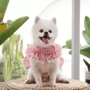 러블리 강아지옷 레이스 고양이 반려동물 하네스 핑크 S
