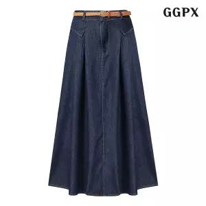 GGPX 데님 벨티드 핀턱 스커트 GPBWH010D GPBWH010D-J 1174483