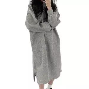 오너클랜 여자 무지 후드 데일리룩 기모 오버핏 롱원피스 목티 폴라티 레이어드티셔츠 목폴라