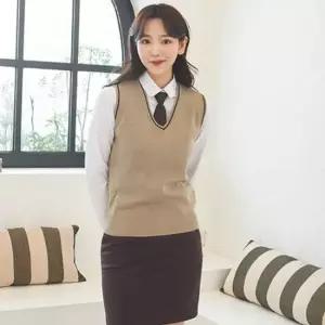 교복몰 보풀방지 베이지블랙라인 교복조끼(여자) 교복
