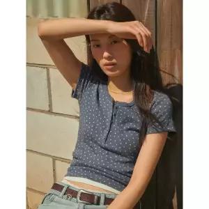 매장정품 WHO.A.U 후아유 Eyelet Henry Neck T-shirt WHRAG2532F 1925611