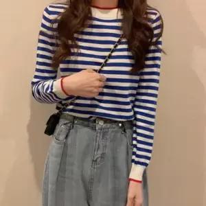 F59624 2컬러 줄무늬 니트긴팔티 간절기 니트티