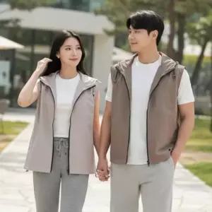남녀 커플룩 스트링 후드 조끼 베스트
