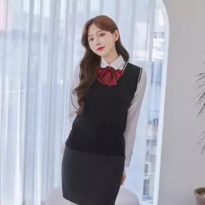 교복몰 보풀방지 블랙 화이트라인 교복조끼 여자 교복