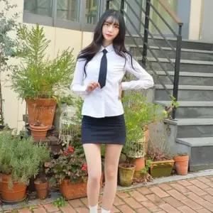 교복몰 (빅사이즈) 여성 교복 셔츠 둥근카라 컬러체크