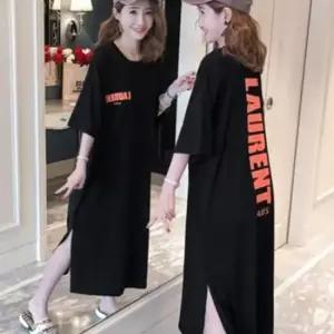 S15620/박스핏 등레터링 면반팔롱원피스/면원피스/Big