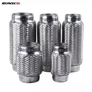 Runsco 자동차 배기 튜브 텔레스코픽 연결 브레이드 벨로우즈 스테인레스 스틸 머플러 파이프 커넥터 용접