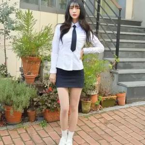 교복몰 (빅사이즈) 여성 교복 셔츠 둥근카라 밝은 블루