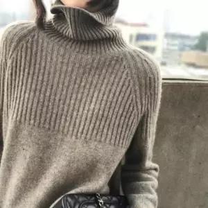 F69623 심플 골지 포인트 목폴라 니트티 반목 폴라