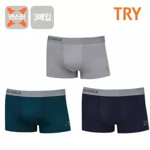 TRY 주니어 남성 면스판 솔리드 드로즈 팬티 3매입 사각 남아