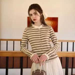 SIMPLE RETRO SR_Striped sleeved base blouse 2397147