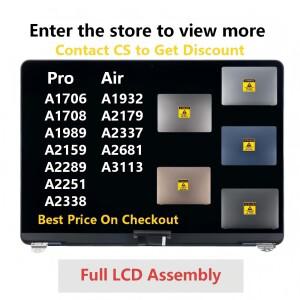 맥북 호환 프로 에어 A2681 A3113 A2338 A2289 A2251 A2179 A1989 A1706 새 LCD 스크린 어셈블리