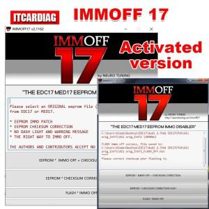 IMMO OFF 17 IMMOFF17 소프트웨어 활성화 버전 EDC17 MED Immo Off Ecu EEPROM 패치 체크섬 수정 플래시