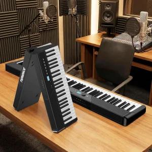 TERENCE V50 폴딩 88키 초보자 및 고급 사용자용 무게 조절 키보드 블랙 폴더블 휴대용 있는 2000mAh