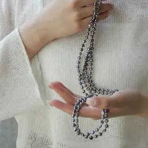 바이데이지 그레이 미니담수진주 롱 목걸이 Bn0493
