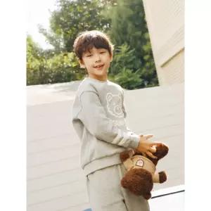 [BEANPOLE KIDS] 곰돌이 자수 긴소매 & 긴바지 2PCS 상하 세트  그레이 (BI5X41U043) (BI5X41U043)