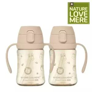 1개+1개 네이쳐러브메레 애니멀프렌즈 PPSU 원터치 빨대컵 210ml + 210ml