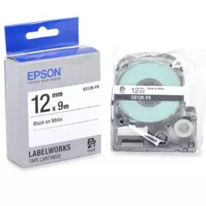 (흰색 검정) EPSON 라벨 테이프 12mm/네임/인쇄/프린터/프린트/문구용/사무실/사무용/학교/회사/엡손/학생