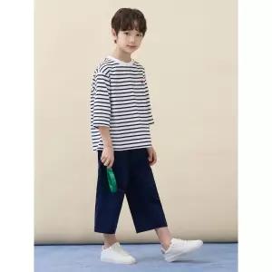 [BEANPOLE KIDS] 7부 스트라이프 상하세트  네이비 (BI6341U01R)