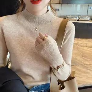 여성 반목 니트 슬림핏 티셔츠 데일리 여성 반폴라 니트 가을 터틀넥 폴라티