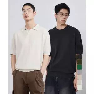 키뮤어 KIIMUIR 카라 OR 라운드 린넨라이크 하프 니트 2종 KBEUUKS001 486045