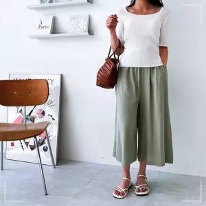여성 여름 8색 롱팬츠 와이드통바지 마 린넨바지 8부 LWEC71A6