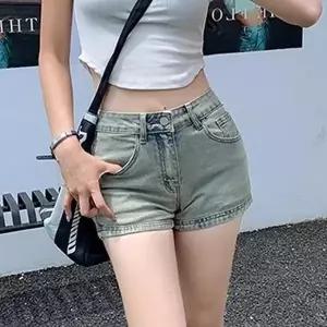 데님 핫팬츠 여대생 여행룩 바캉스룩 패션 반바지 (16429632A)