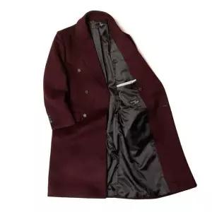와이드 카라 와인색 코트 남성코트 정장 더블 롱코트 (11187311A)