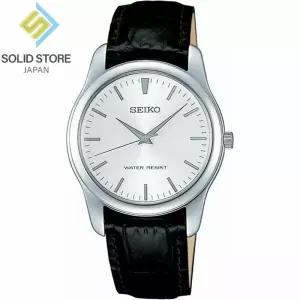 [Seiko] 세이코 스피릿 SCXP031 스테인리스 스틸 아날로그 쿼츠 시계 블랙 가죽 밴드 35mm