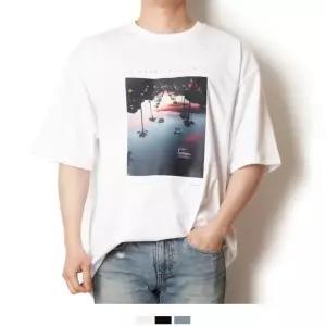 [에이투지]프린팅 디자인 남여 흰티 여름 반팔 면티 박스티 흰색 (11188982A)