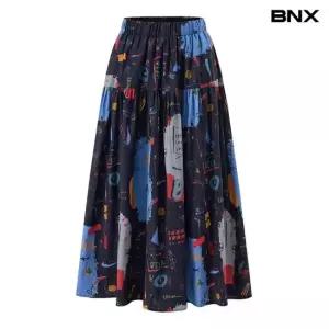 [BNX] 유니크 드로잉 패턴 밴딩 롱 스커트 (BY2SK008L0)