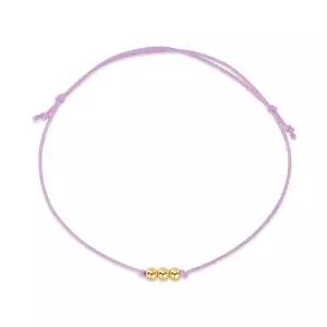 [비앤비골드] 당일발송 14K/18K 3mm 미니 골드 3볼 실크끈 퍼플 실팔찌 BHB42692